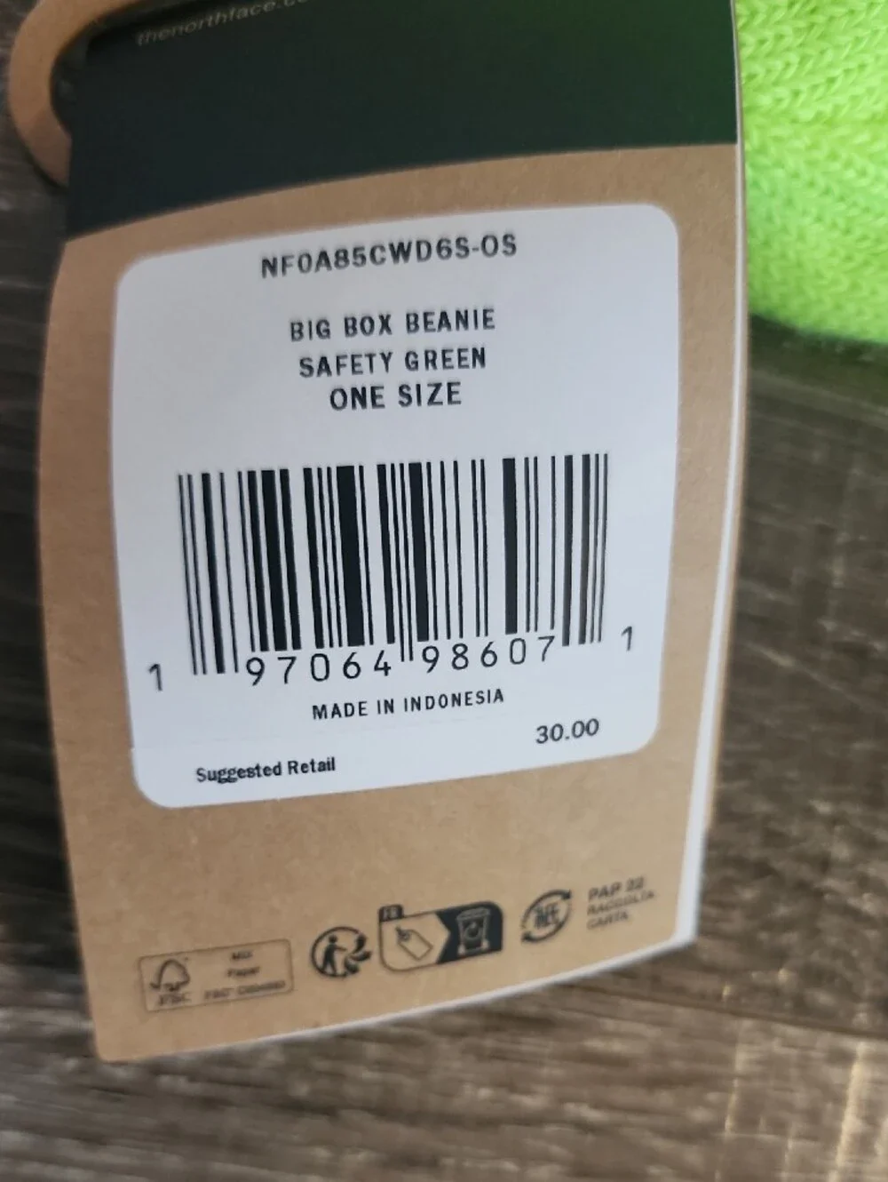 The North Face Big Box Beanie  Safety Green - One Size Fits All